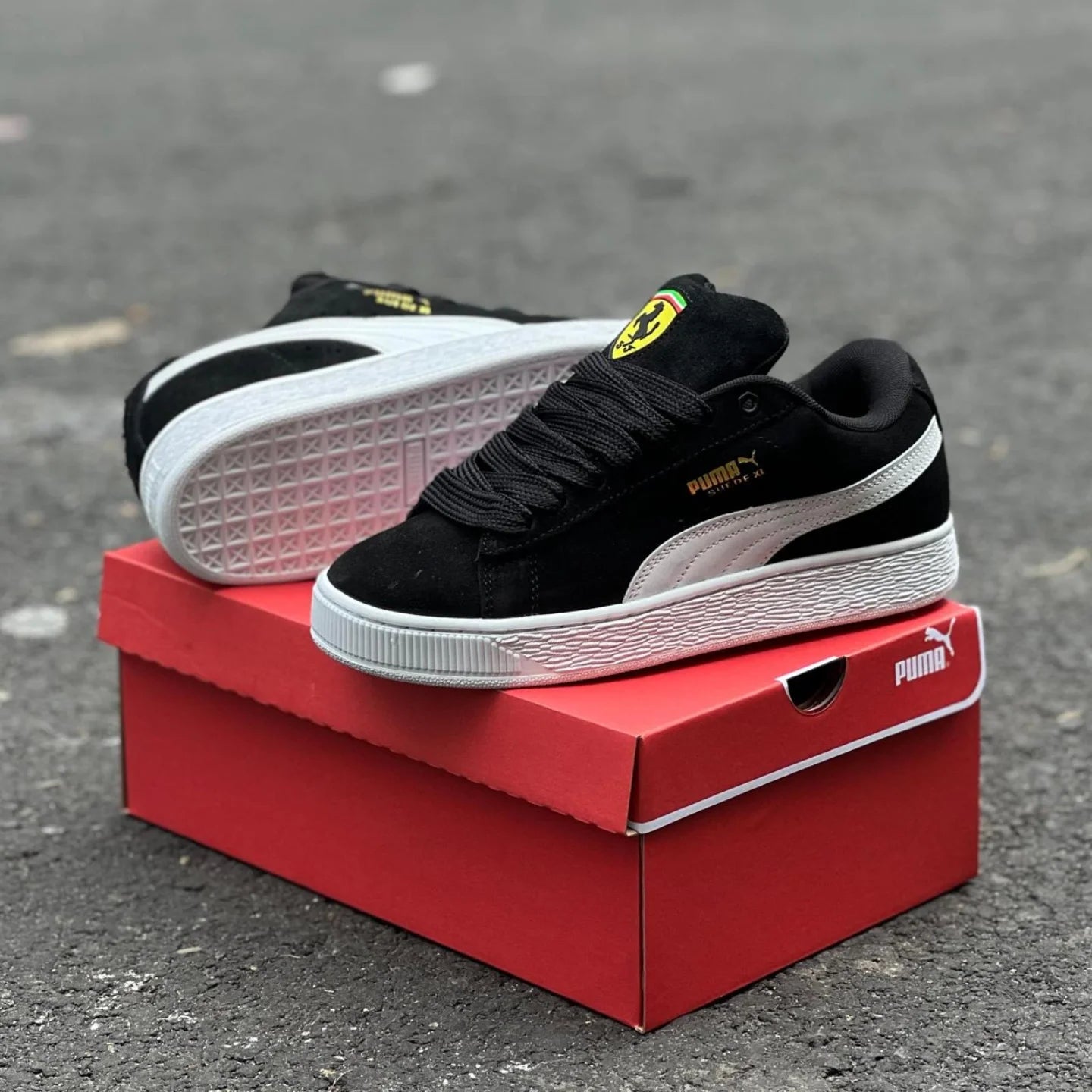 Black Suede Ferrari Sneakers