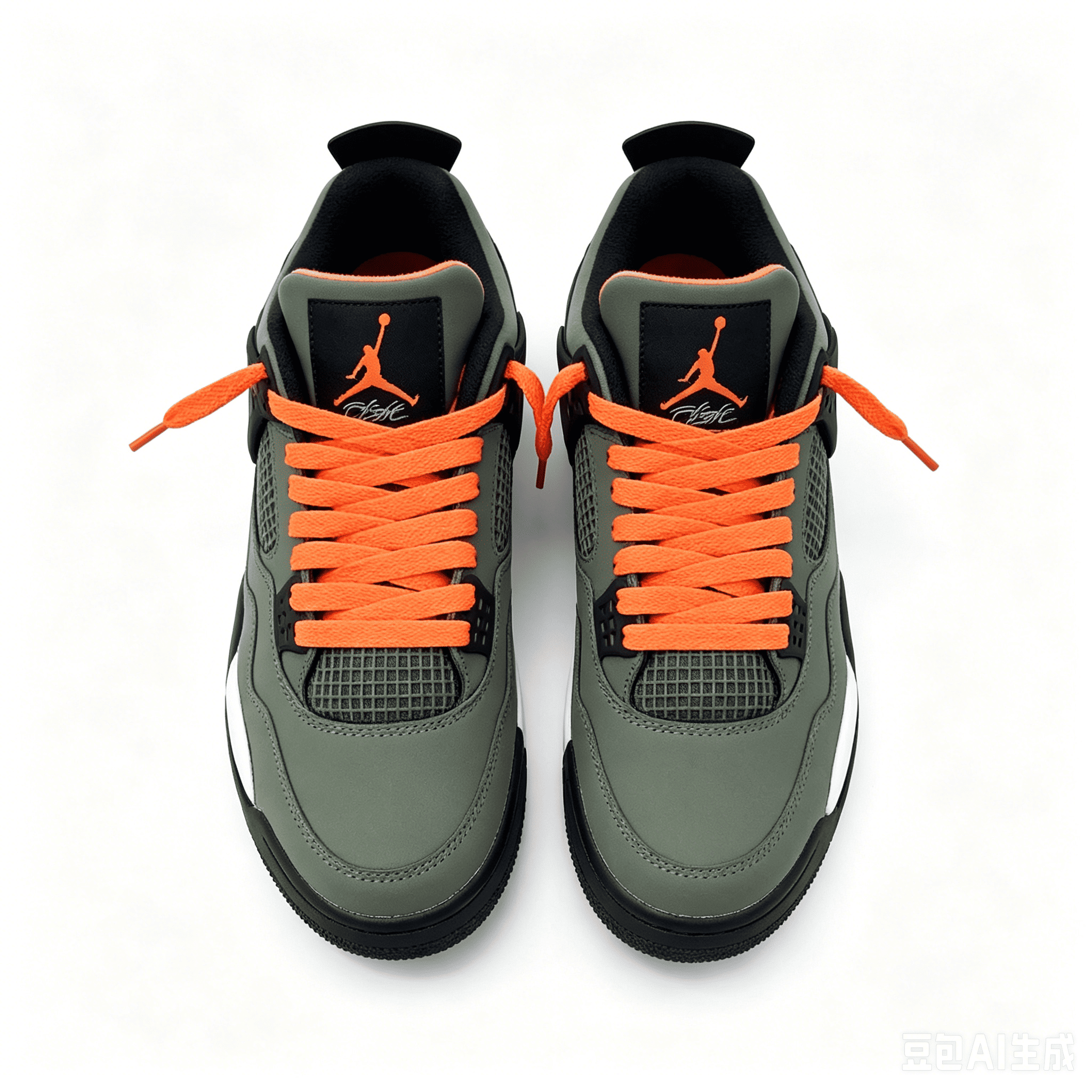 Olive Green & Orange Suede Retro Basketball Sneakers