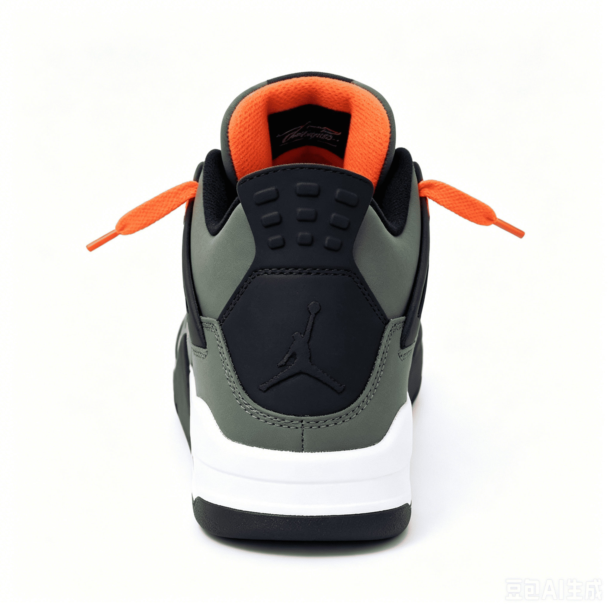 Olive Green & Orange Suede Retro Basketball Sneakers