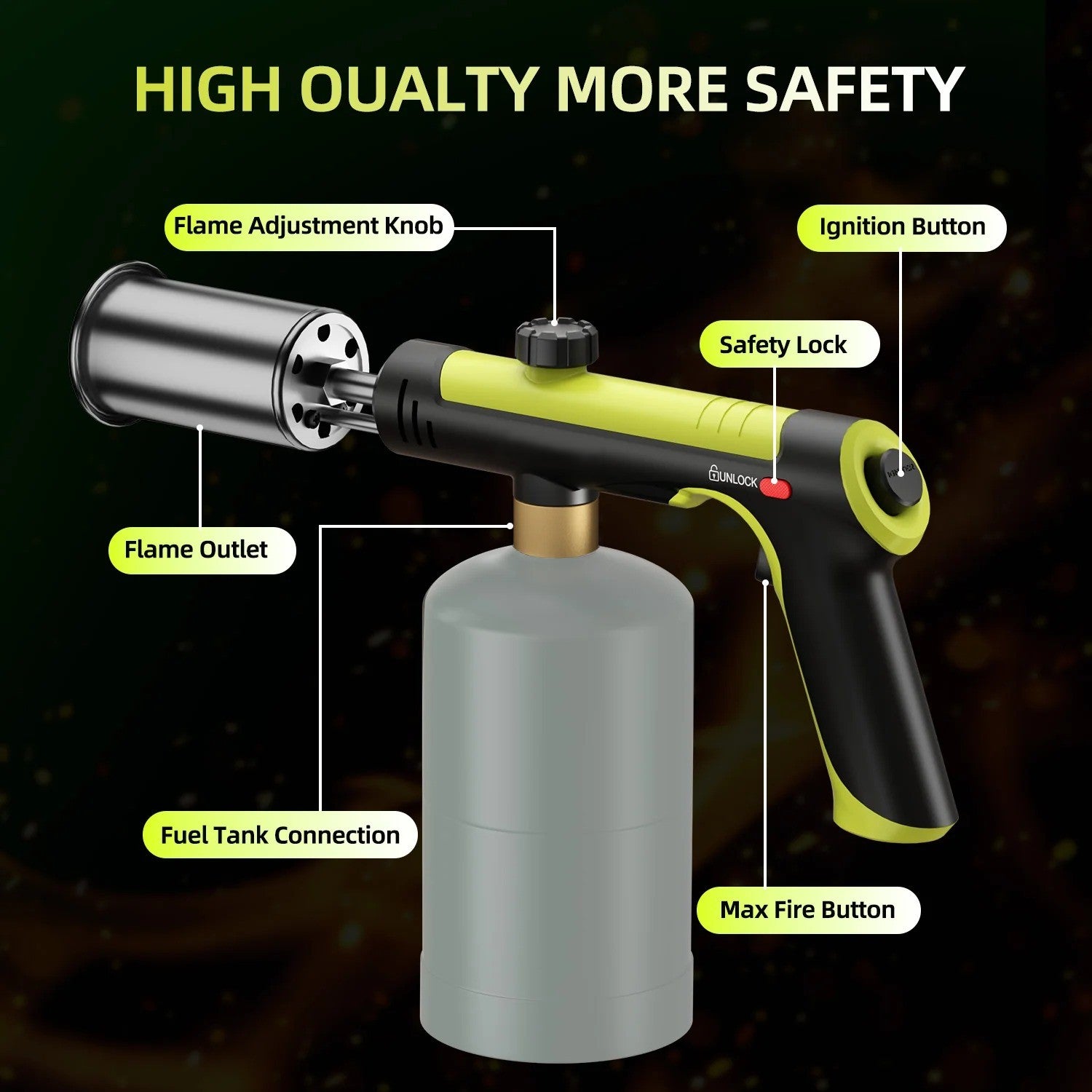 Powerful Propane Torch,Kitchen Cooking Torch With One-Touch Max Fire(Tank Not Included)