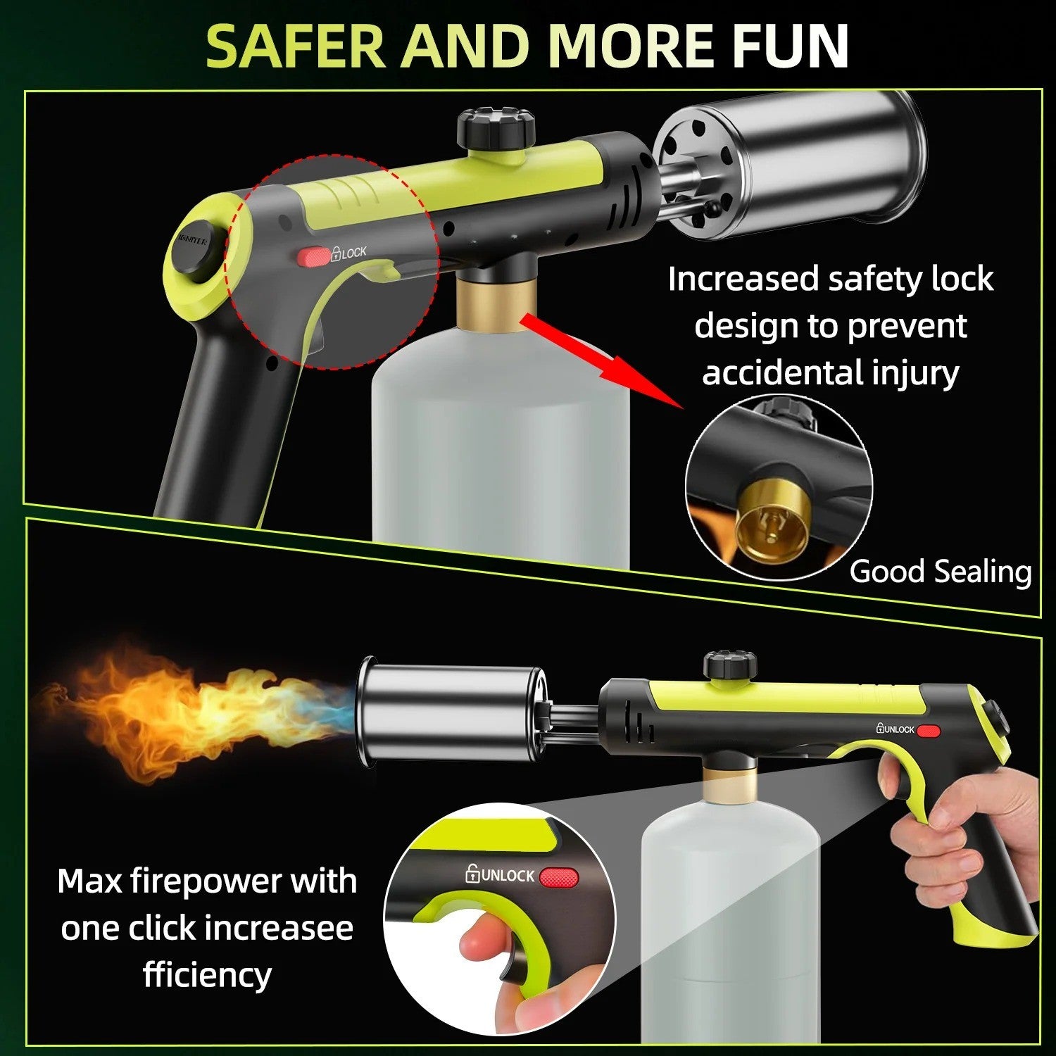Powerful Propane Torch,Kitchen Cooking Torch With One-Touch Max Fire(Tank Not Included)