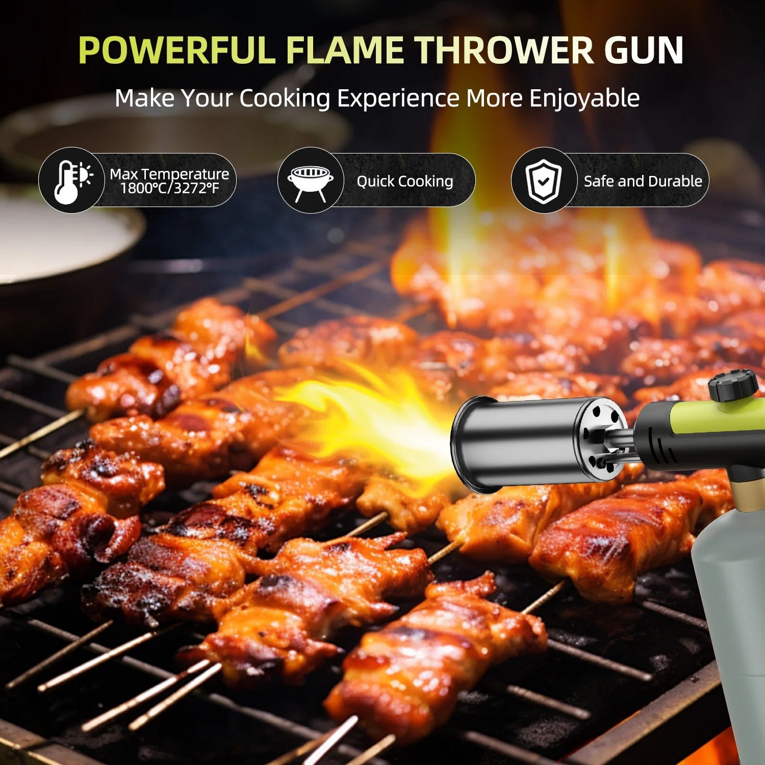 Powerful Propane Torch,Kitchen Cooking Torch With One-Touch Max Fire(Tank Not Included)