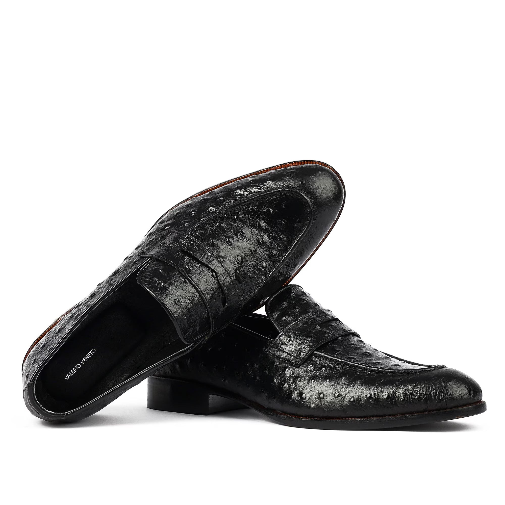 Handmade ostrich leather shoes