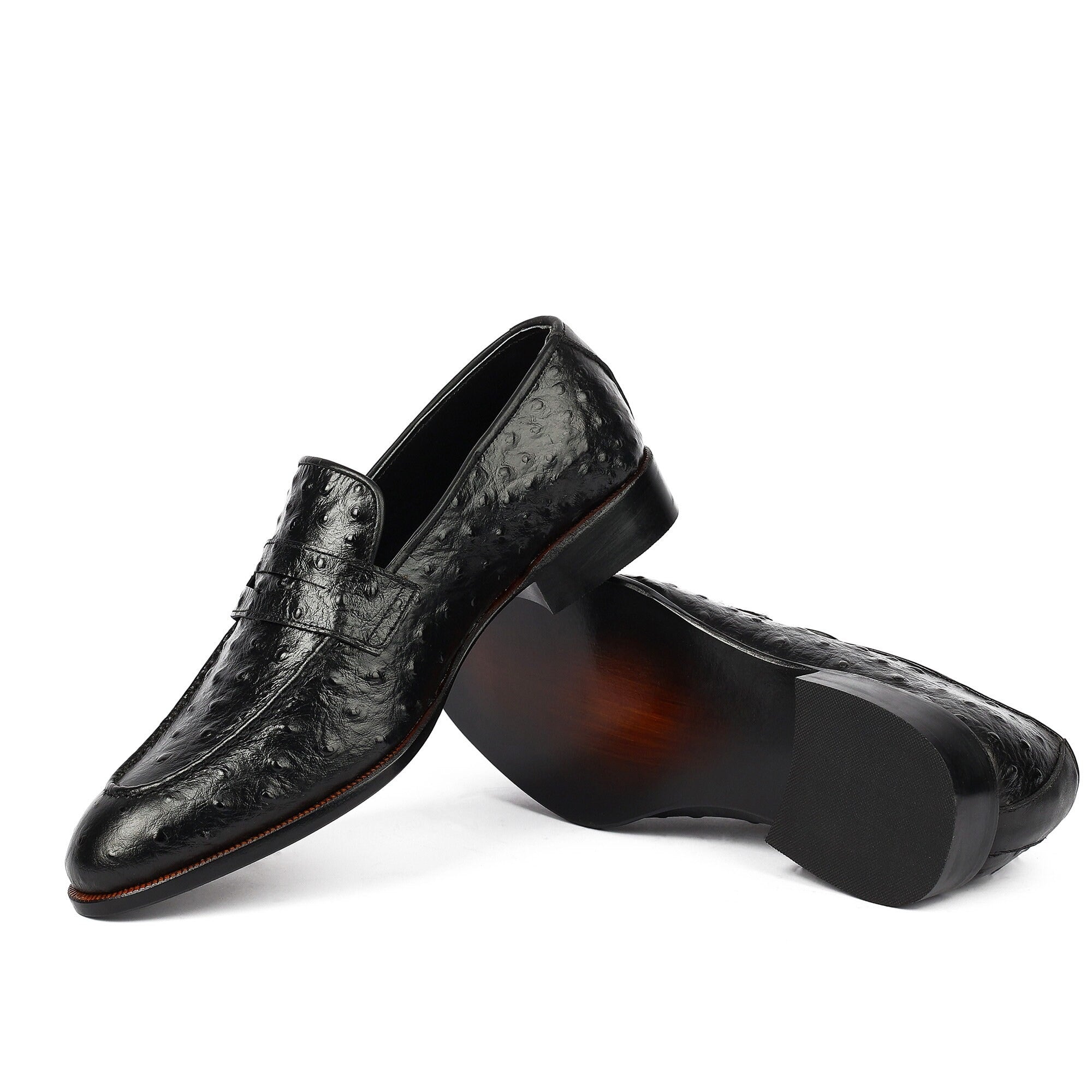 Handmade ostrich leather shoes
