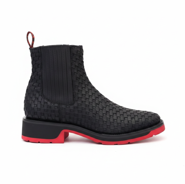 Black Woven Chelsea Boots