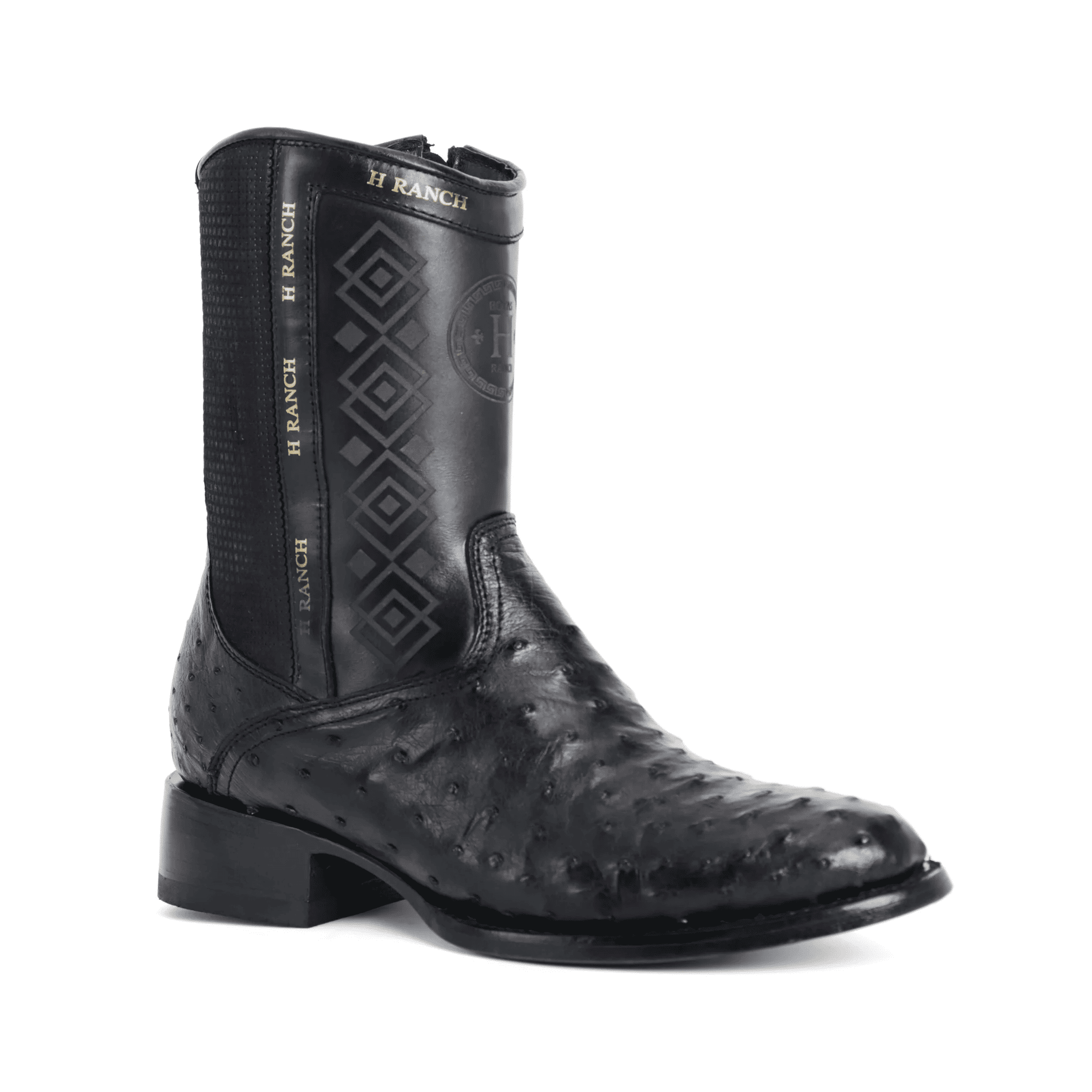 Ostrich-skin Western boots
