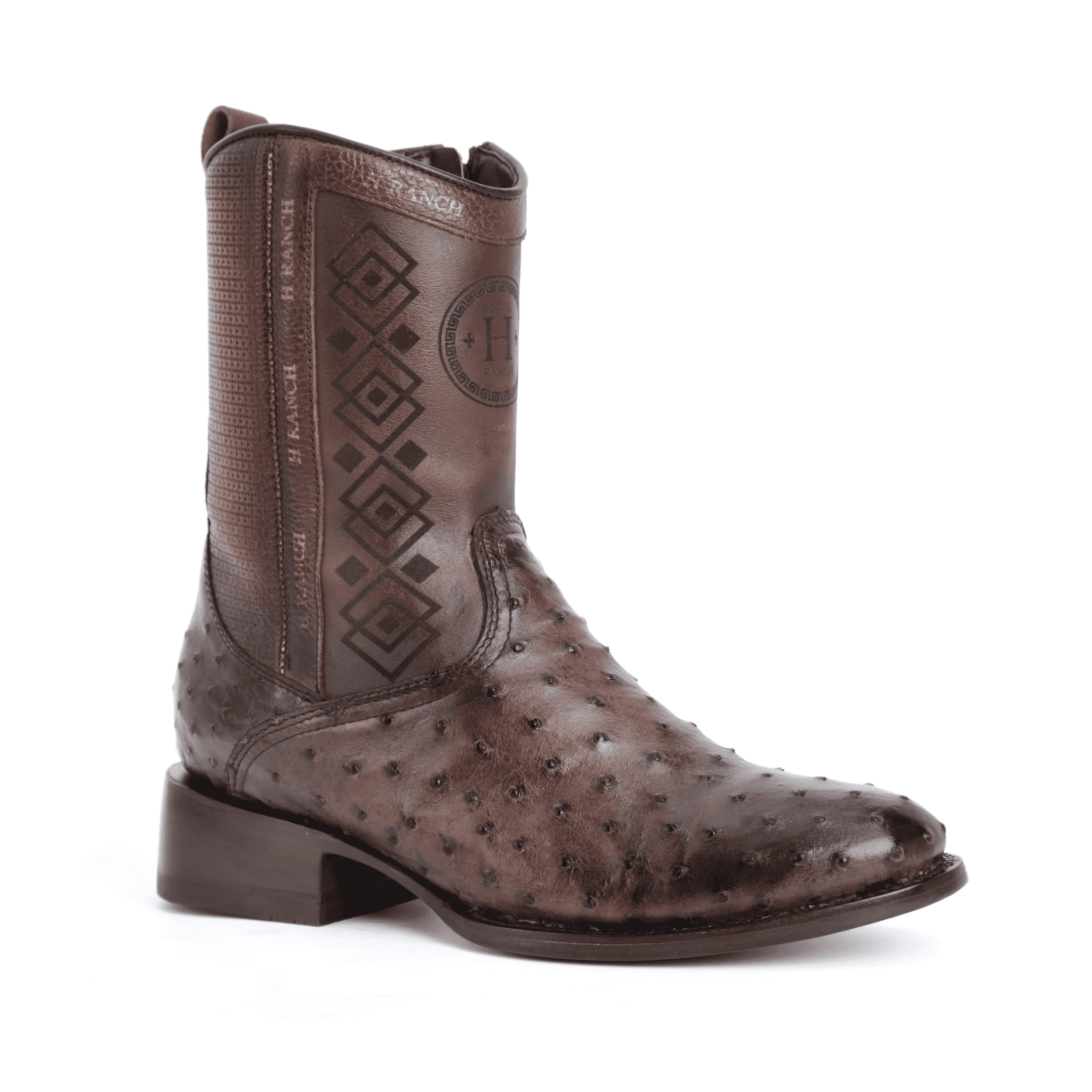 Ostrich-skin Western boots