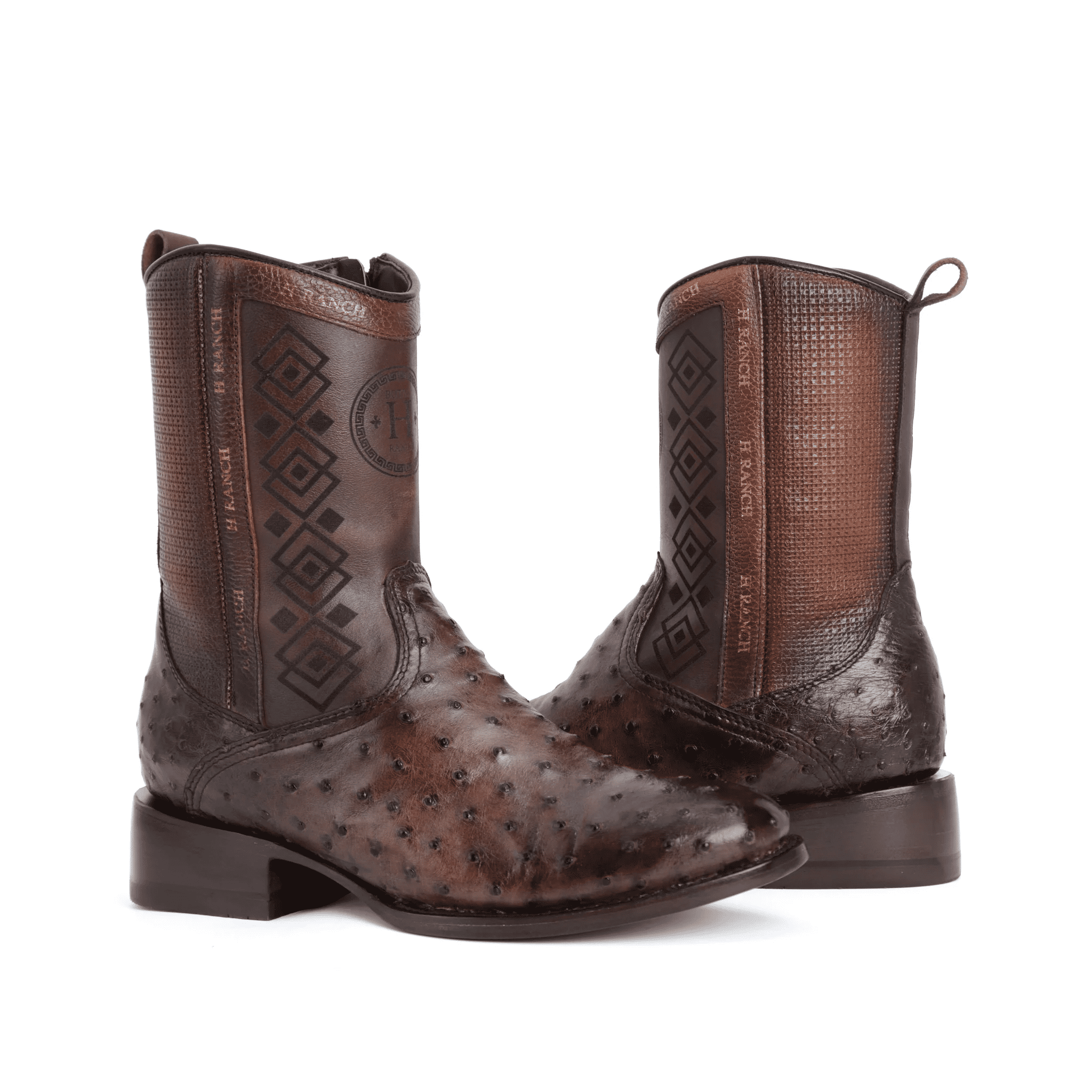 Ostrich-skin Western boots