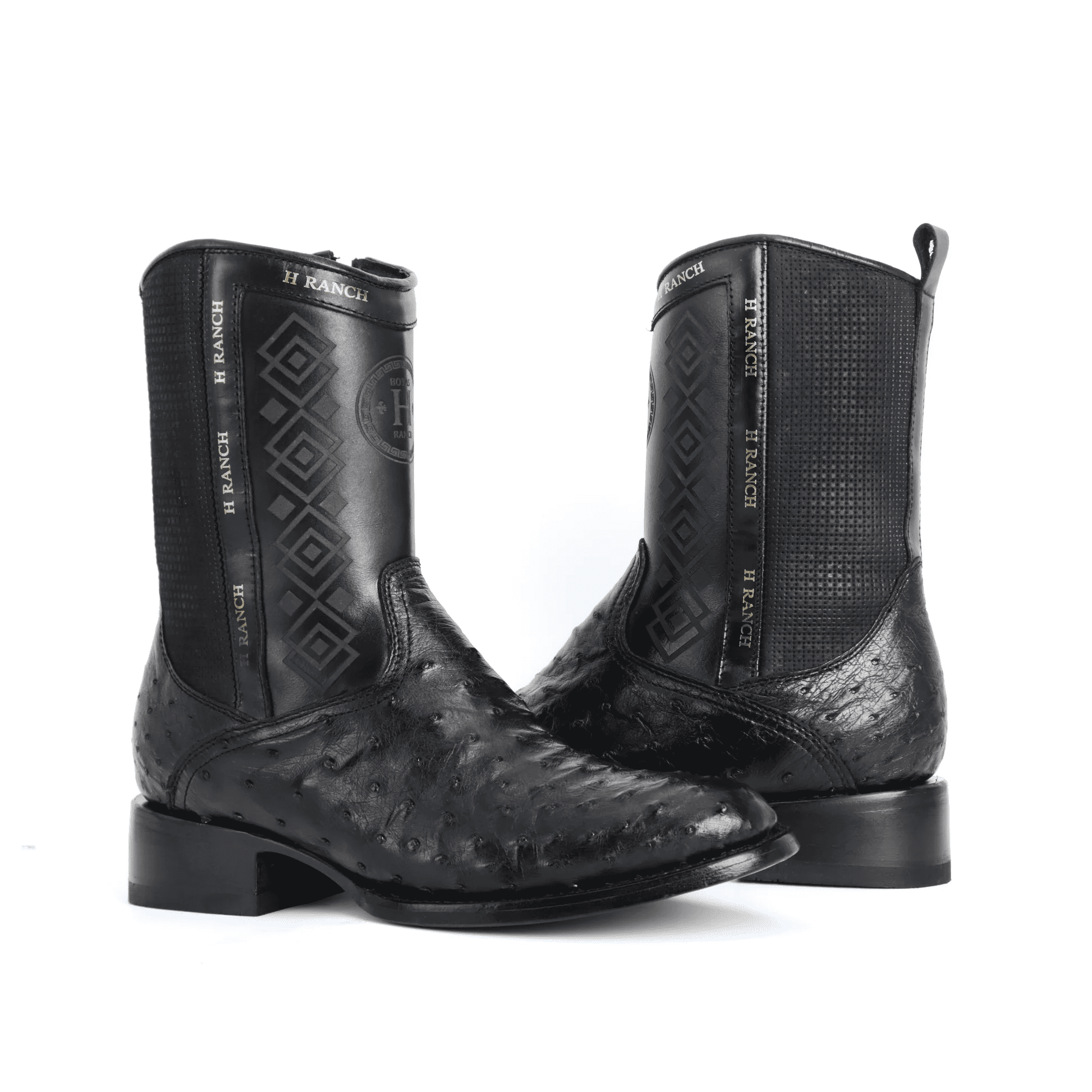 Ostrich-skin Western boots