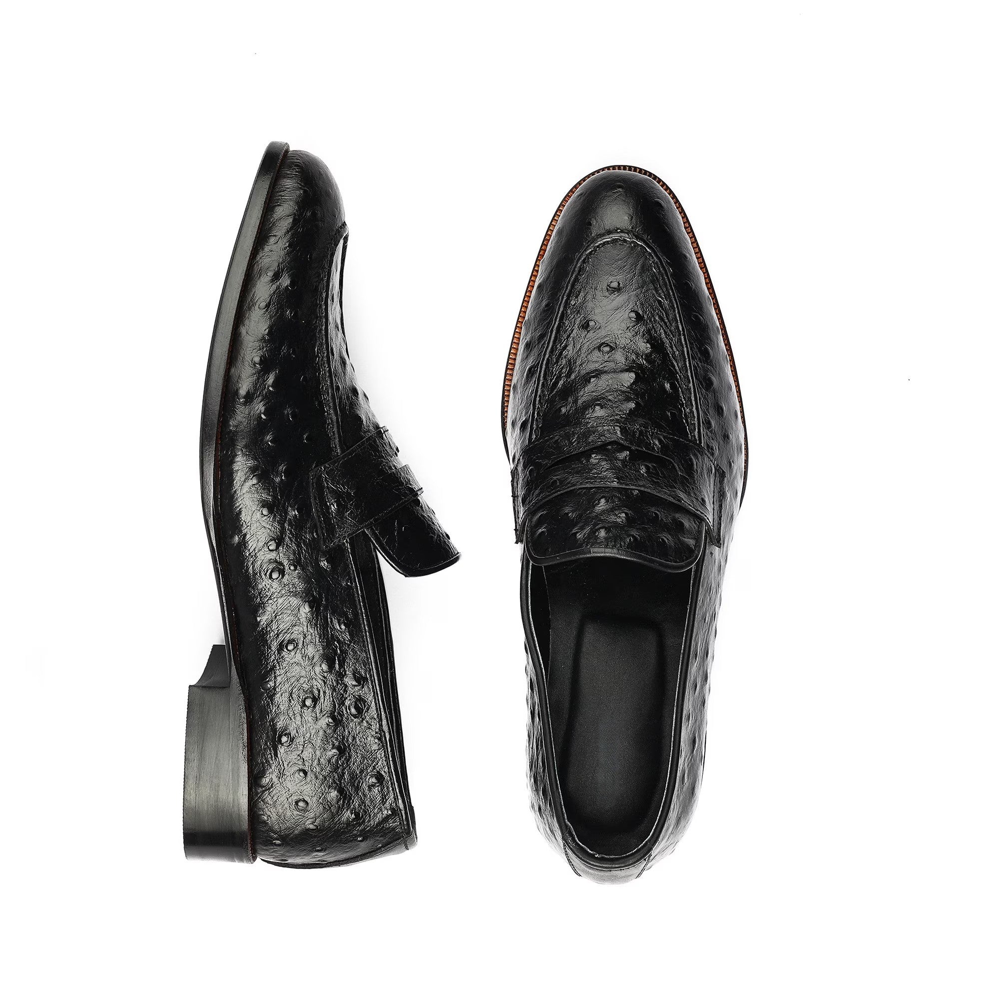 Handmade ostrich leather shoes
