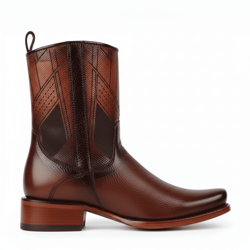 Lattice Burnished Leather Zip Boot