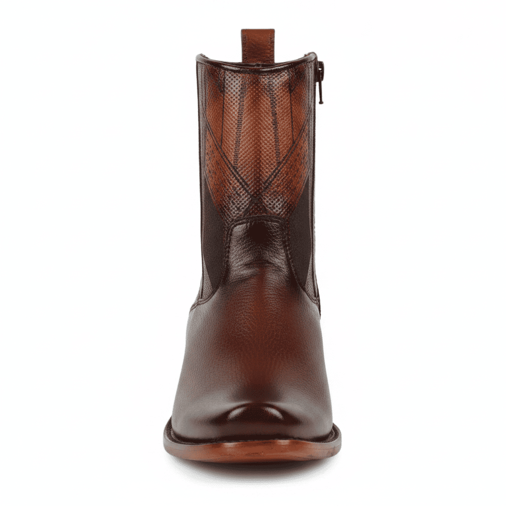 Lattice Burnished Leather Zip Boot