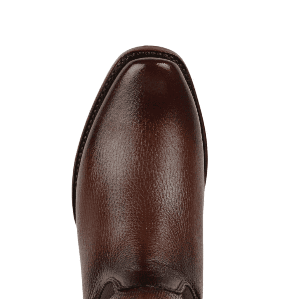 Lattice Burnished Leather Zip Boot