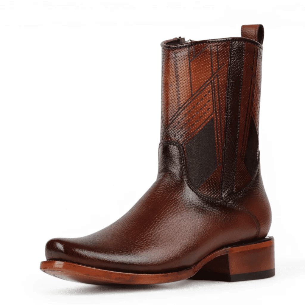 Lattice Burnished Leather Zip Boot