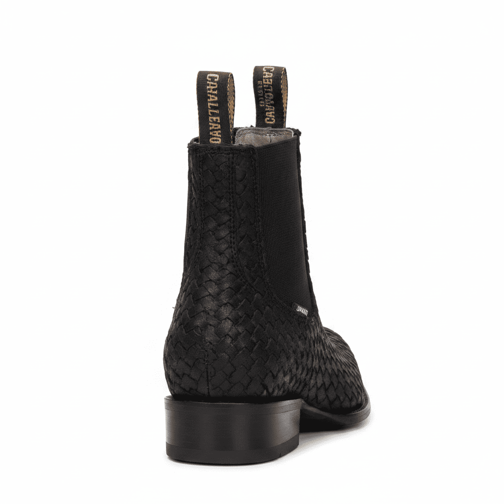 Woven Slip-On High-Top Chelsea Ankle Boots