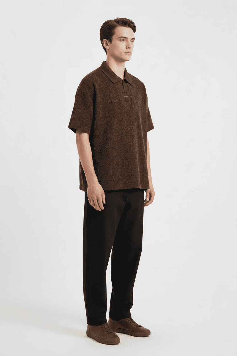 Textured Knit Polo Shirt