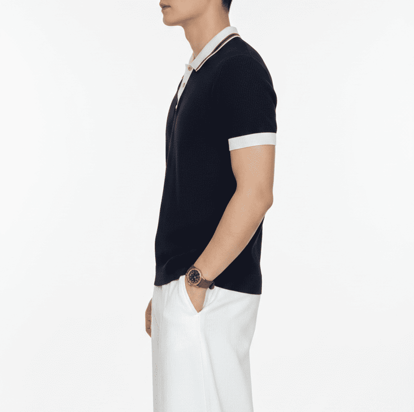 Contrast-Tipped Knit Polo Shirt