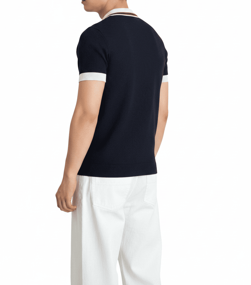 Contrast-Tipped Knit Polo Shirt
