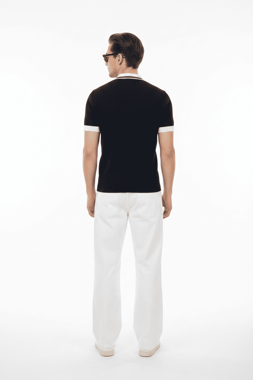 Contrast-Tipped Knit Polo Shirt
