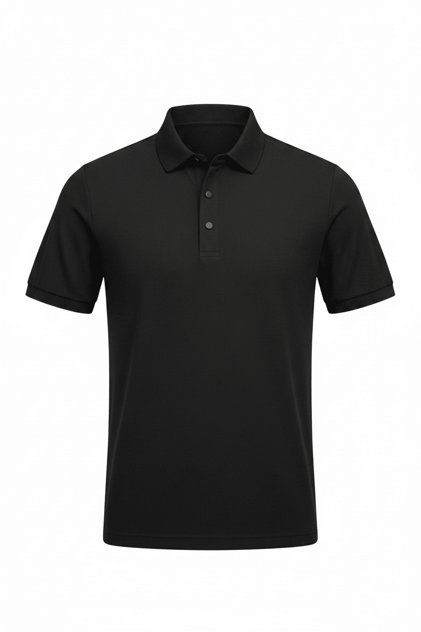 Slim-Fit Textured Knit Polo Shirt in Black