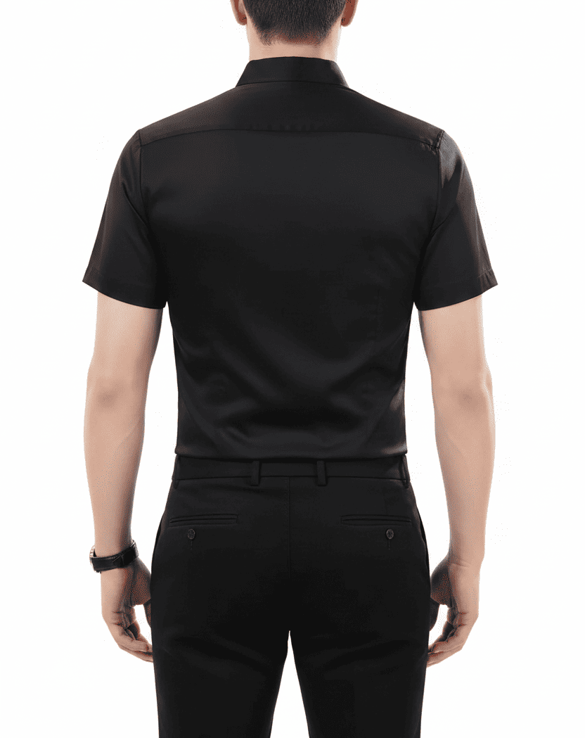 Slim-Fit Satin-Finish Short-Sleeve Dress Shirt