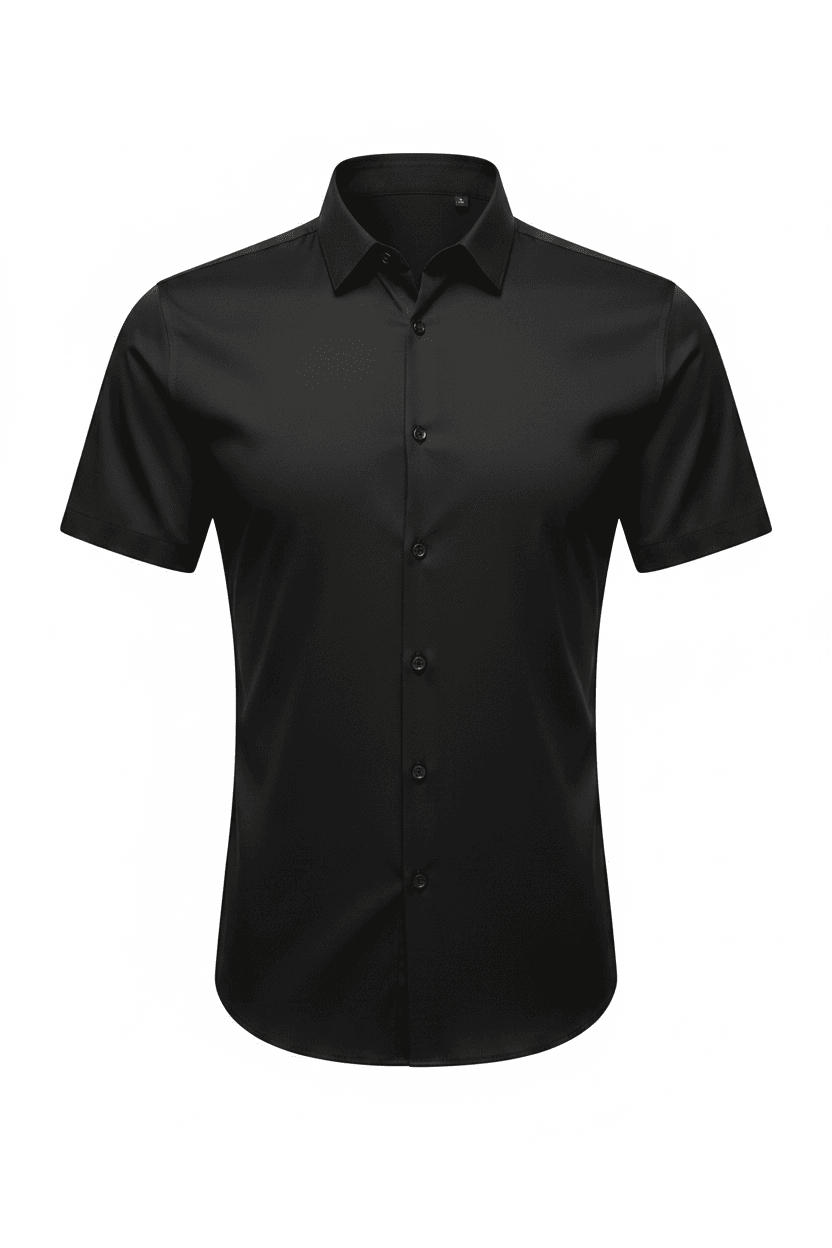 Slim-Fit Satin-Finish Short-Sleeve Dress Shirt