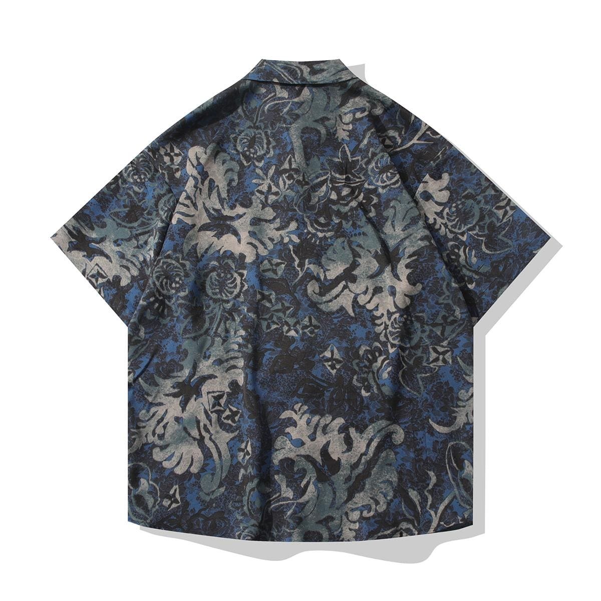 Vintage Baroque Floral Print Short Sleeve Shirt