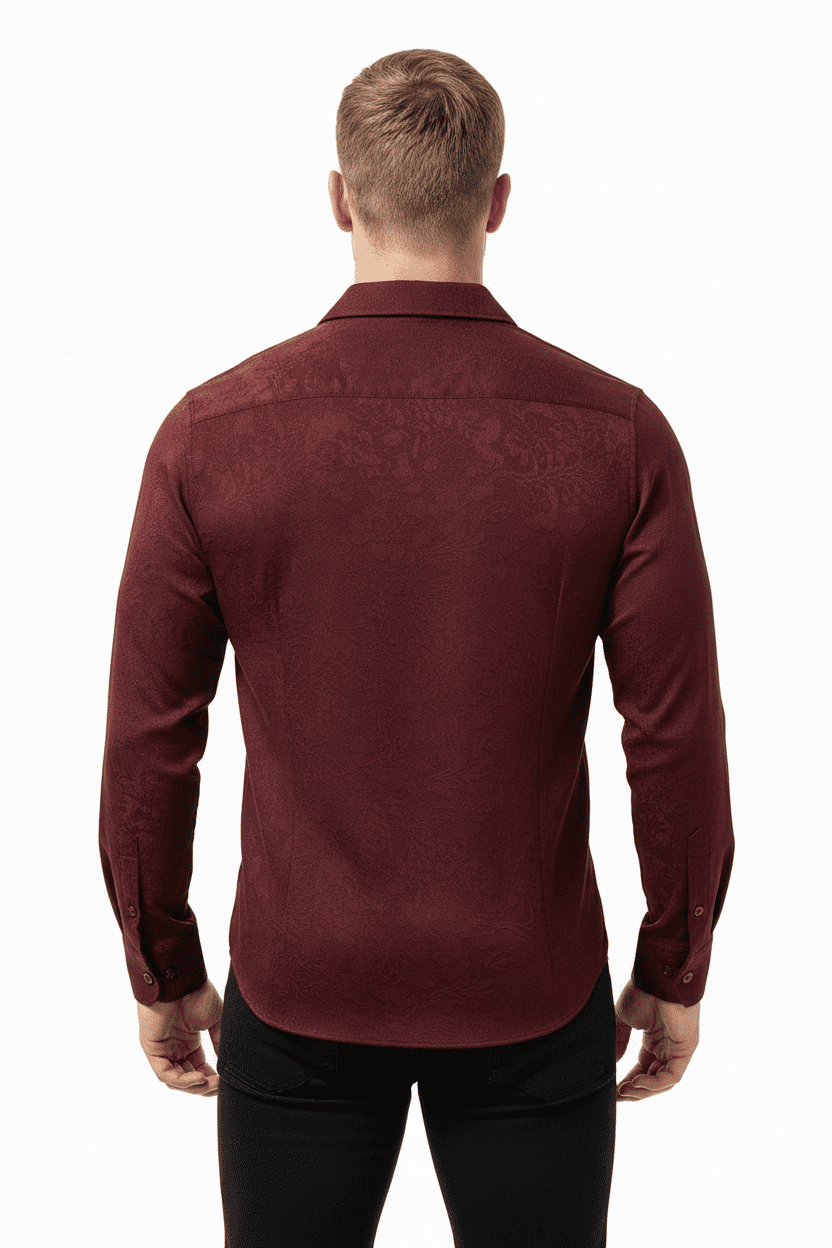 Jacquard Cuban Collar Long Sleeve Shirt