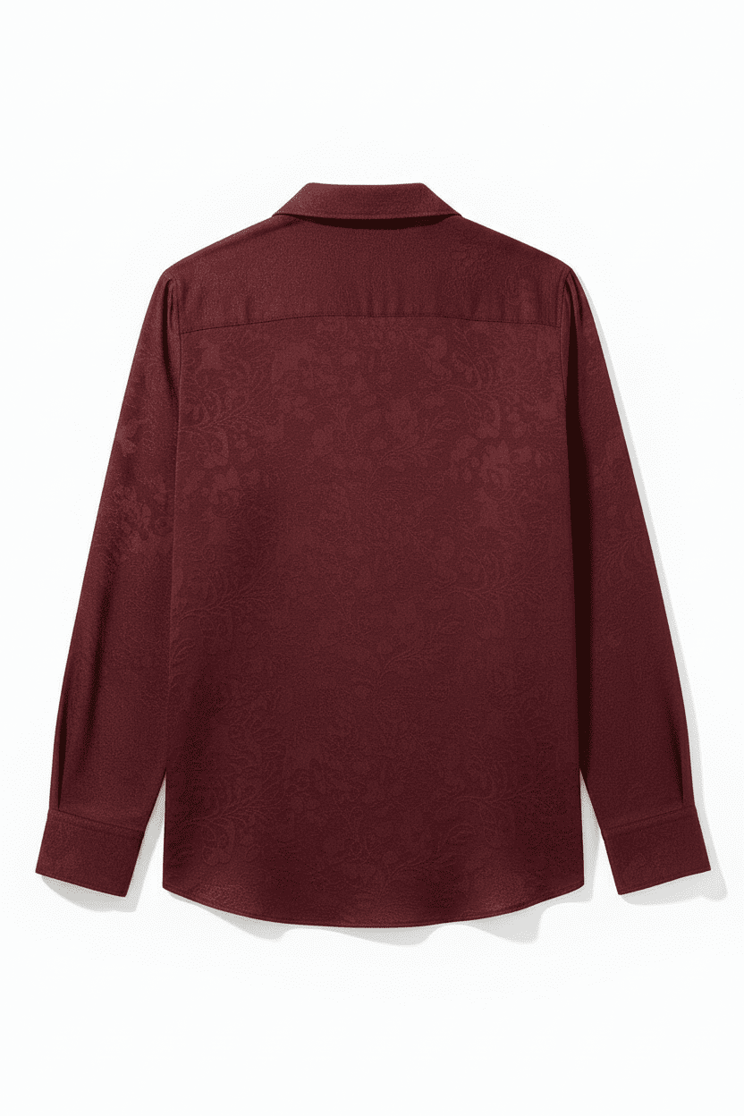 Jacquard Cuban Collar Long Sleeve Shirt