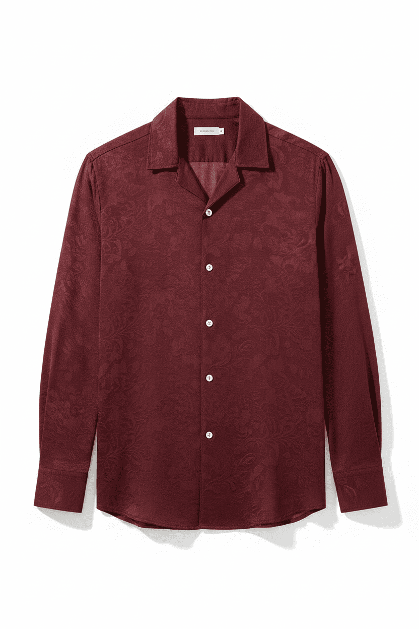 Jacquard Cuban Collar Long Sleeve Shirt